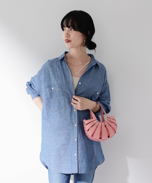 SHENERY（シーナリー）の「リネン混BIGシャツ(Blue)（シャツ/ブラウス・レディース・ブルー・FREE）」の4枚目の写真