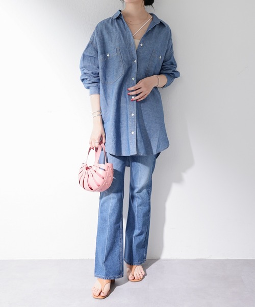 SHENERY（シーナリー）の「リネン混BIGシャツ(Blue)（シャツ/ブラウス・レディース・ブルー・FREE）」の7枚目の写真