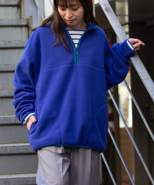 DISCUS ATHLETIC（ディスカス　アスレチック）の「【DISCUS ATHLETIC/ディスカス アスレチック】別注ハーフジップフリースプルオーバー（スウェット・メンズ・アイボリー/ブラック/ブルー・M/L/XL）」の3枚目の写真