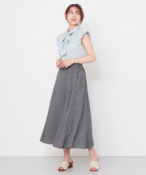 Feroux（フェルゥ）の「【洗える】ギンガムチェック フレアスカート（スカート・レディース・ホワイト系2/ブラック系2・1/2）」の3枚目の写真