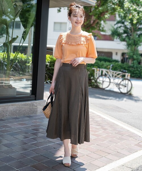 Feroux（フェルゥ）の「【洗える】ギンガムチェック フレアスカート（スカート・レディース・ホワイト系2/ブラック系2・1/2）」の8枚目の写真