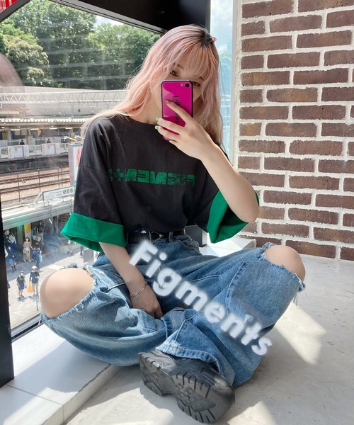 Figments（フィグメンツ）の「リバーシブルスリーブロゴTシャツ（Tシャツ/カットソー・レディース・ホワイト/スミクロ/ブルー・SMALL/MEDIUM）」の10枚目の写真