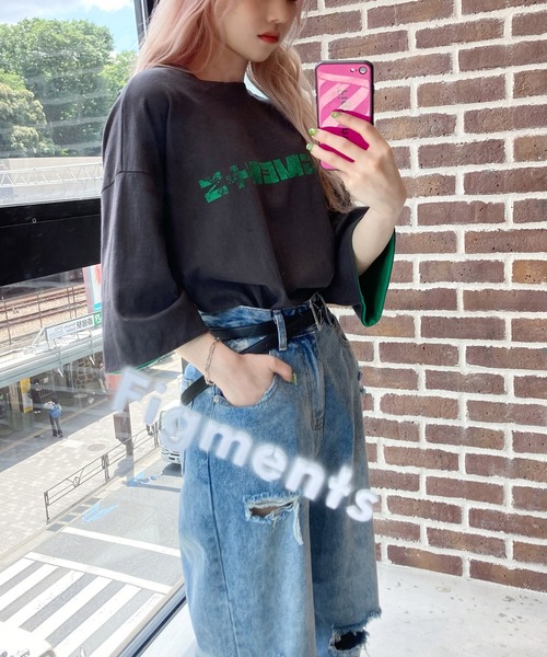 Figments（フィグメンツ）の「リバーシブルスリーブロゴTシャツ（Tシャツ/カットソー・レディース・ホワイト/スミクロ/ブルー・SMALL/MEDIUM）」の11枚目の写真