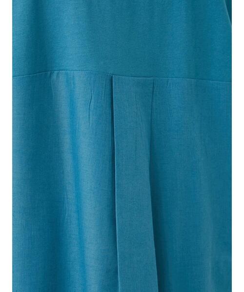 Green　Parks（グリーンパークス）の「フレンチスリーブ布帛ドッキング切替チュニック（Tシャツ/カットソー・レディース・ブラック/ホワイト/グレー/ブルー・FREE）」の7枚目の写真