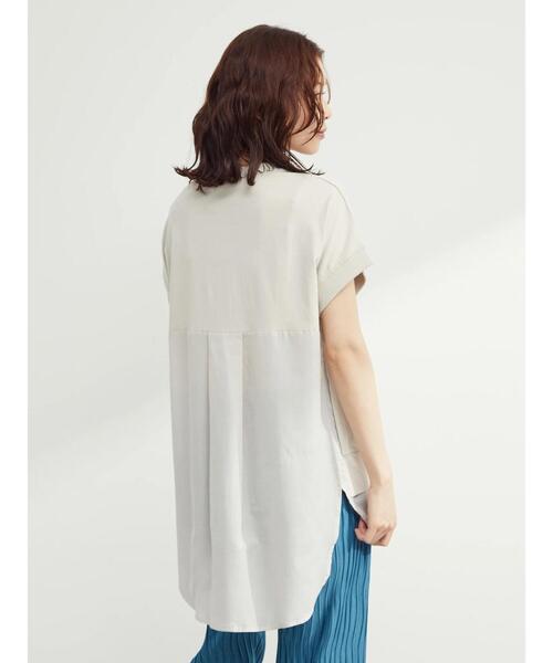 Green　Parks（グリーンパークス）の「フレンチスリーブ布帛ドッキング切替チュニック（Tシャツ/カットソー・レディース・ブラック/ホワイト/グレー/ブルー・FREE）」の9枚目の写真