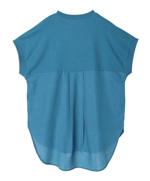 Green　Parks（グリーンパークス）の「フレンチスリーブ布帛ドッキング切替チュニック（Tシャツ/カットソー・レディース・ブラック/ホワイト/グレー/ブルー・FREE）」の16枚目の写真