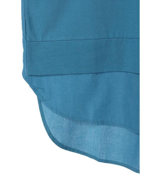 Green　Parks（グリーンパークス）の「フレンチスリーブ布帛ドッキング切替チュニック（Tシャツ/カットソー・レディース・ブラック/ホワイト/グレー/ブルー・FREE）」の17枚目の写真