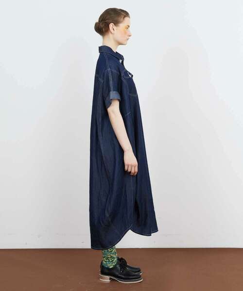 FRAPBOIS（フラボア）の「テンセルデニム ワンピース（シャツワンピース・レディース・ネイビー/サックスブルー・1/0）」の3枚目の写真
