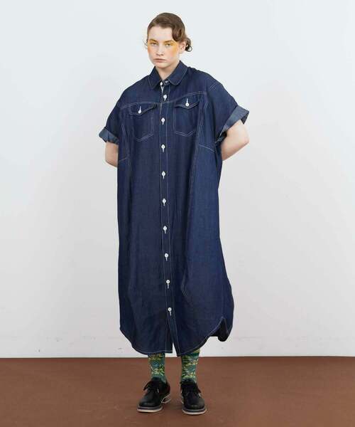 FRAPBOIS（フラボア）の「テンセルデニム ワンピース（シャツワンピース・レディース・ネイビー/サックスブルー・1/0）」の15枚目の写真