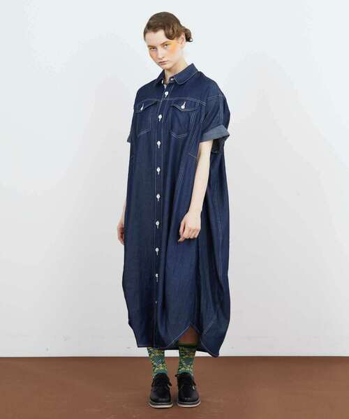FRAPBOIS（フラボア）の「テンセルデニム ワンピース（シャツワンピース・レディース・ネイビー/サックスブルー・1/0）」の20枚目の写真