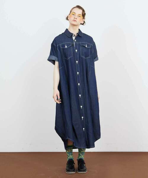 FRAPBOIS（フラボア）の「テンセルデニム ワンピース（シャツワンピース・レディース・ネイビー/サックスブルー・1/0）」の21枚目の写真