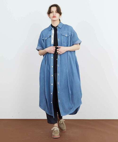 FRAPBOIS（フラボア）の「テンセルデニム ワンピース（シャツワンピース・レディース・ネイビー/サックスブルー・1/0）」の22枚目の写真