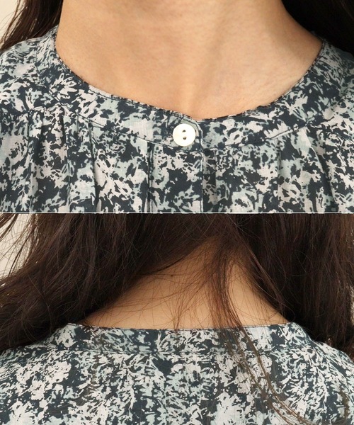 DONOBAN（ドノバン）の「花柄ボイルギャザー半袖ワンピース（シャツワンピース・レディース・ブルー系その他2/ダークベージュ/ネイビー・F）」の15枚目の写真