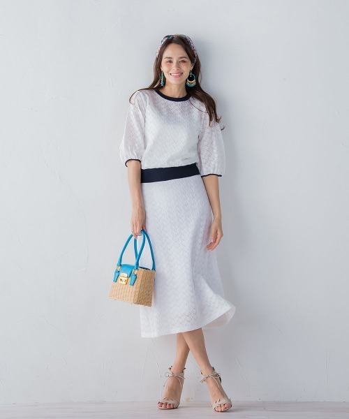 Viaggio Blu(ビアッジョブルー)の「バルファスレースAラインスカート≪手洗い可能/SET UP対応≫(スカート・レディース・ホワイト/ネイビー/ブルー系その他・S/M)」の22枚目の写真