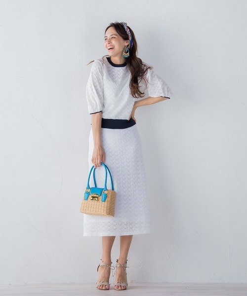 Viaggio Blu(ビアッジョブルー)の「バルファスレースAラインスカート≪手洗い可能/SET UP対応≫(スカート・レディース・ホワイト/ネイビー/ブルー系その他・S/M)」の19枚目の写真