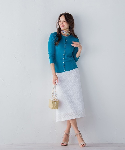 Viaggio Blu(ビアッジョブルー)の「バルファスレースAラインスカート≪手洗い可能/SET UP対応≫(スカート・レディース・ホワイト/ネイビー/ブルー系その他・S/M)」の9枚目の写真