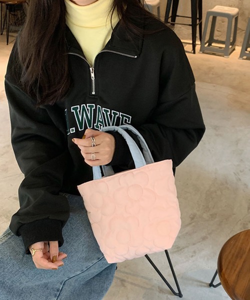 EPICKS(エピックス)の「キルティングフラワーランチミニトートバッグ(エコバッグ/サブバッグ・レディース・ピンク/ブラウン/ホワイト/サックスブルー・F)」の8枚目の写真
