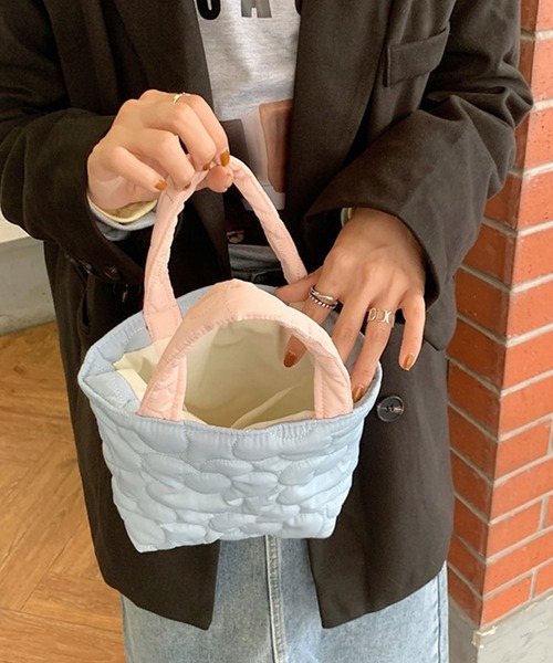 EPICKS(エピックス)の「キルティングフラワーランチミニトートバッグ(エコバッグ/サブバッグ・レディース・ピンク/ブラウン/ホワイト/サックスブルー・F)」の11枚目の写真