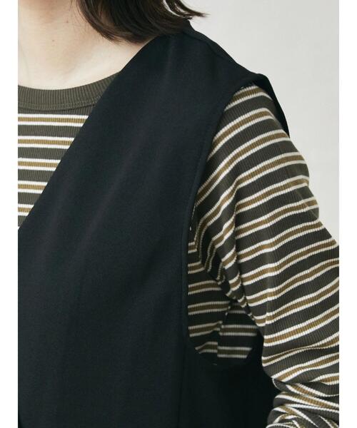 Green Parks(グリーンパークス)の「カットジョーゼットジレ(ベスト・レディース・ベージュ/ブラック・FREE)」の10枚目の写真