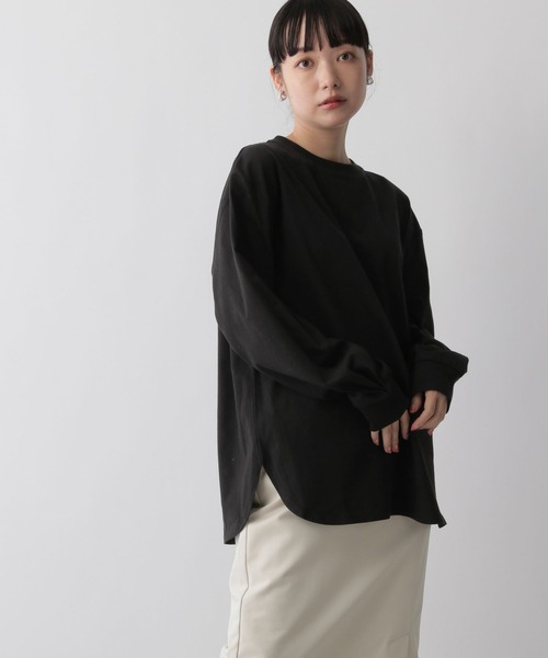 LOWRYS FARM（ローリーズファーム）の「ソデボリュームロングＴシャツ　125416（Tシャツ/カットソー・レディース・ホワイト/ブラック/ブラウン/ピンク・FREE）」の3枚目の写真