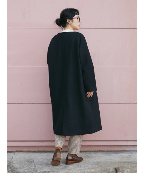 CRAFT STANDARD BOUTIQUE(クラフトスタンダードブティック)の「BIGポケットノーカラーコート *◆(ノーカラーコート・レディース・ブラック/ベージュ・FREE)」の5枚目の写真