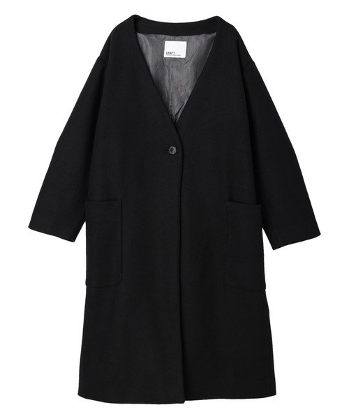 CRAFT STANDARD BOUTIQUE(クラフトスタンダードブティック)の「BIGポケットノーカラーコート *◆(ノーカラーコート・レディース・ブラック/ベージュ・FREE)」の9枚目の写真