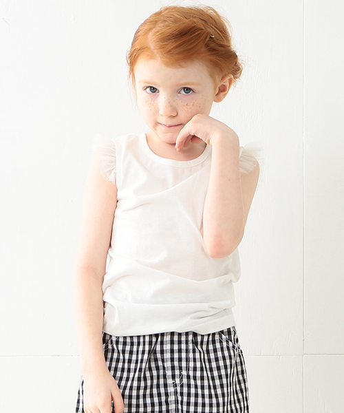 こども ビームス(コドモビームス)の「こども ビームス / "Daily Cut" 袖チュール ノースリーブTシャツ (90~140cm)(Tシャツ/カットソー・キッズ・ホワイト/ライトグレー/レッド系その他/イエロー/グリーン・90t/120/100/140/110/130)」の2枚目の写真