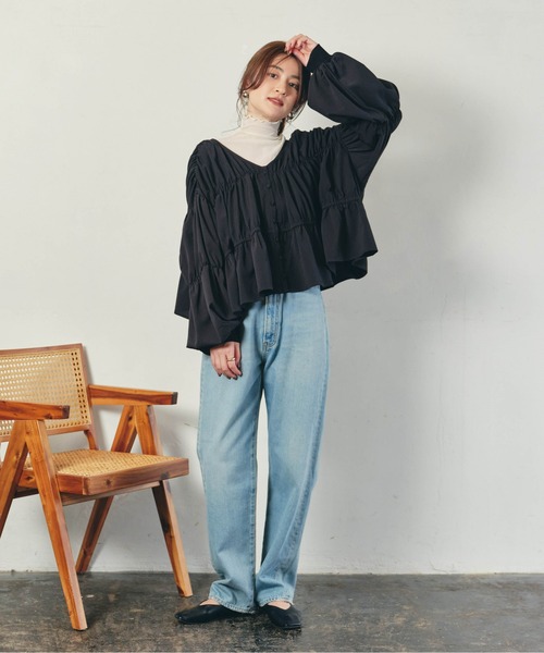 ECRIRE（エクリール）の「【creamコラボ】2WAYギャザーブラウス（シャツ/ブラウス・レディース・ブラック/ブラウン/オフホワイト/グリーン・M/L）」の17枚目の写真