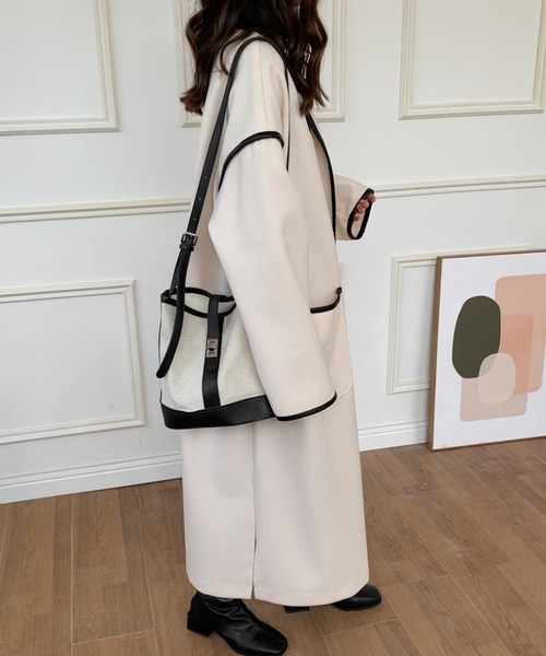 ABITOKYO（アビトーキョー）の「ノーカラーオーバーサイズパイピングコート（ノーカラーコート・レディース・モカ/ベージュ/カーキ/ブラック・FREE）」の10枚目の写真