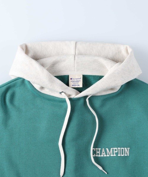 Champion（チャンピオン）の「【Champion】切り替えスウェットパーカー（パーカー・レディース・グリーン/ホワイト×グレー/ブルー・M/L）」の9枚目の写真