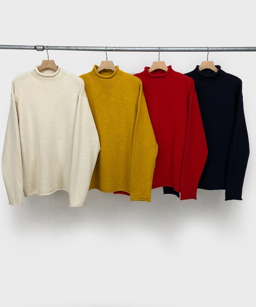 KIIT（キート）の「KIIT キート / MOCKNECK PULLOVER モックネックプルオーバーニット セーター / KIO-K59-015（ニット/セーター・メンズ・マスタード/オフホワイト/レッド/ネイビー・2）」の9枚目の写真