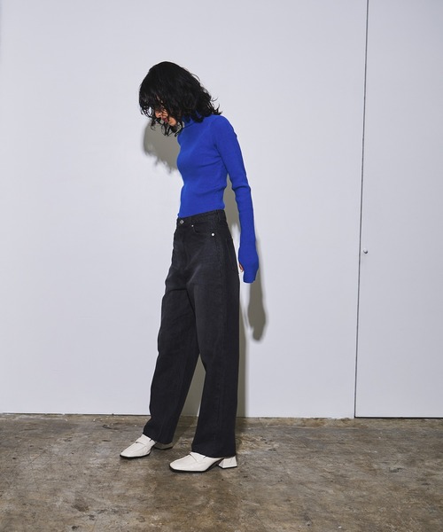 4youstory（フォーユーストーリー）の「【4youstory】デニムハイウエストパンツ（デニムパンツ・レディース・ブルー/ブラック・MEDIUM/SMALL）」の4枚目の写真