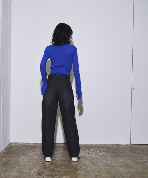 4youstory（フォーユーストーリー）の「【4youstory】デニムハイウエストパンツ（デニムパンツ・レディース・ブルー/ブラック・MEDIUM/SMALL）」の6枚目の写真