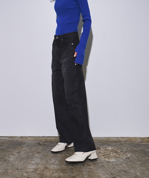 4youstory（フォーユーストーリー）の「【4youstory】デニムハイウエストパンツ（デニムパンツ・レディース・ブルー/ブラック・MEDIUM/SMALL）」の7枚目の写真