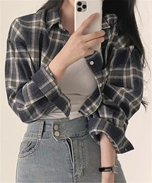 長袖チェックシャツ
