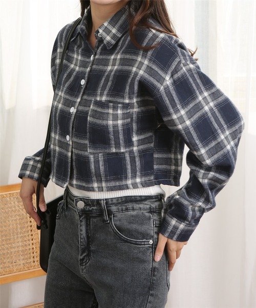 MAISON DE THERESE(メゾン ド テレーズ)の「長袖チェックシャツ(シャツ/ブラウス・レディース・ネイビー・S/M/L)」の9枚目の写真