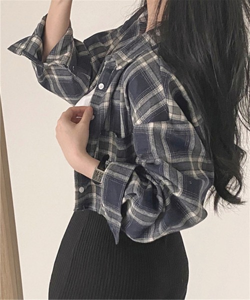 MAISON DE THERESE(メゾン ド テレーズ)の「長袖チェックシャツ(シャツ/ブラウス・レディース・ネイビー・S/M/L)」の19枚目の写真