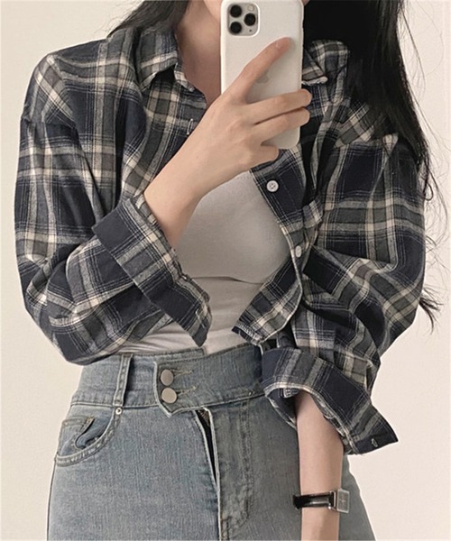 MAISON DE THERESE(メゾン ド テレーズ)の「長袖チェックシャツ(シャツ/ブラウス・レディース・ネイビー・S/M/L)」の22枚目の写真