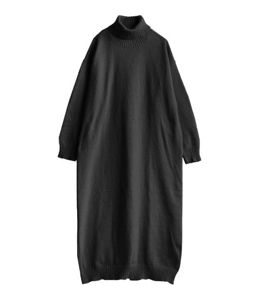 *paris*カシミア混 タートル バックスリット ニットワンピース paris*カシミア混 タートル バックスリット ニットワンピース