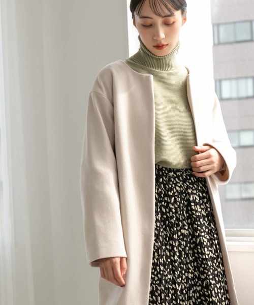 fifth(フィフス)の「ベルト付きノーカラーコート(ノーカラーコート・レディース・ミント/オフホワイト/ピンク・S/M)」の11枚目の写真