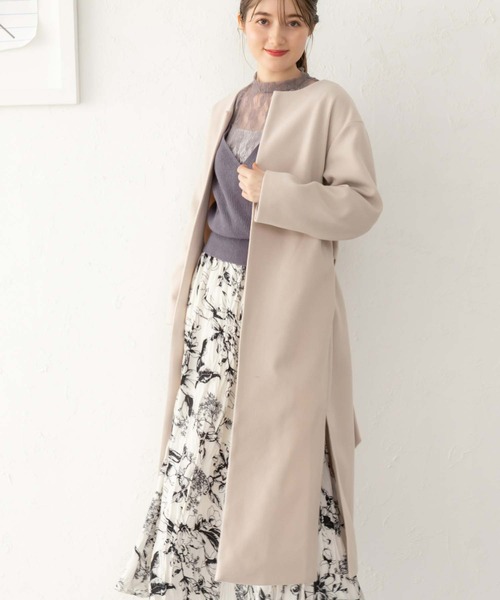 fifth(フィフス)の「ベルト付きノーカラーコート(ノーカラーコート・レディース・ミント/オフホワイト/ピンク・S/M)」の15枚目の写真