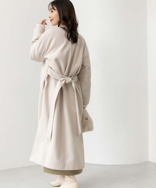 fifth(フィフス)の「ベルト付きノーカラーコート(ノーカラーコート・レディース・ミント/オフホワイト/ピンク・S/M)」の6枚目の写真