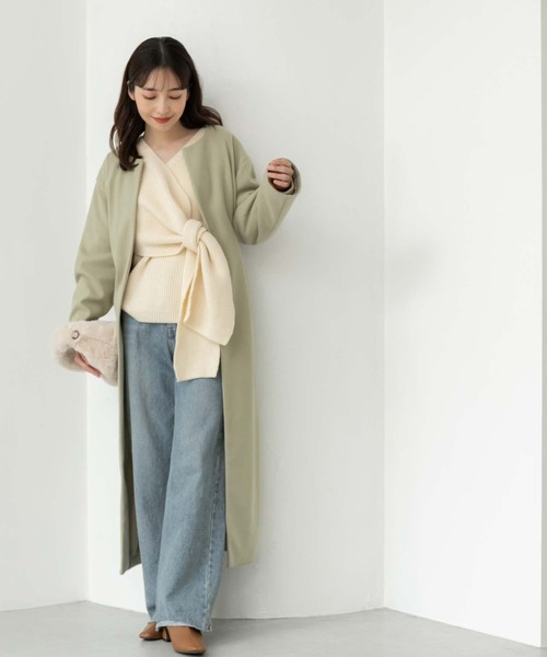 fifth（フィフス）の「ベルト付きノーカラーコート（ノーカラーコート