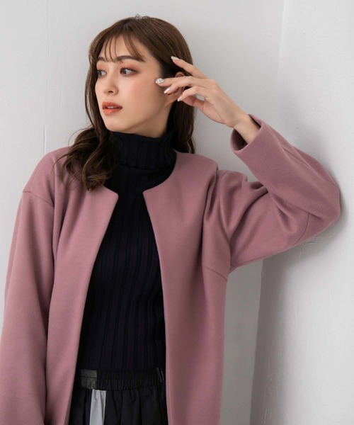 fifth(フィフス)の「ベルト付きノーカラーコート(ノーカラーコート・レディース・ミント/オフホワイト/ピンク・S/M)」の21枚目の写真