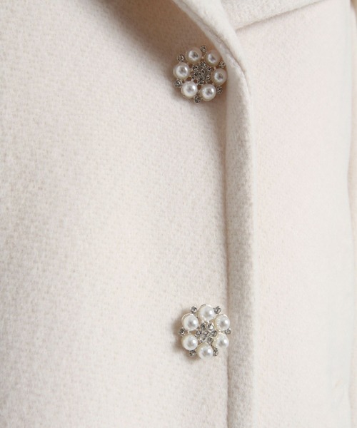 tocco closet(トッコ クローゼット)の「2WAYフェイクファー付きパールビジュー装飾フードコート(ダッフルコート・レディース・ラベンダー/アイボリー/ブラック・M)」の7枚目の写真