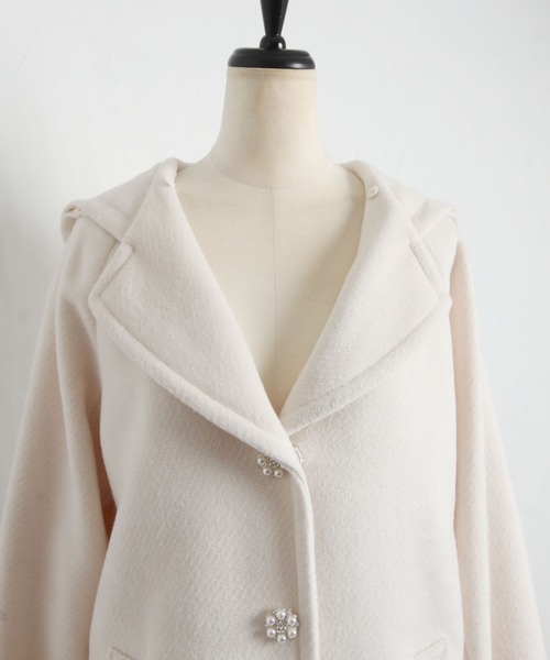 tocco closet(トッコ クローゼット)の「2WAYフェイクファー付きパールビジュー装飾フードコート(ダッフルコート・レディース・ラベンダー/アイボリー/ブラック・M)」の19枚目の写真