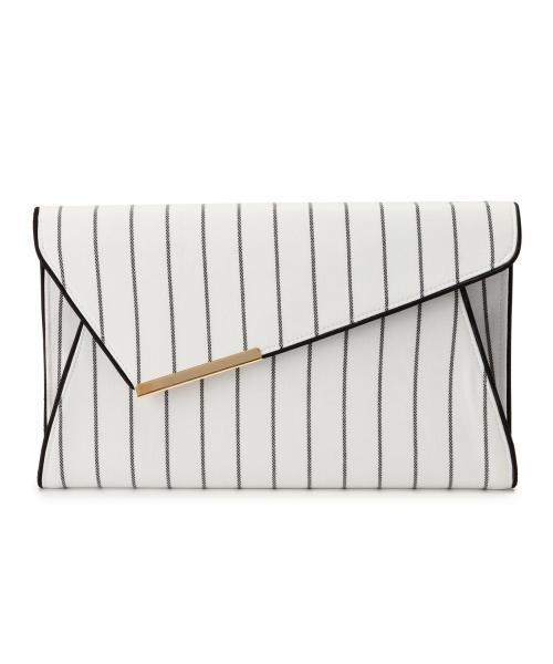 BEAMS LIGHTS Women's（ビームスライツ ウィメンズ）の「ma chere Cosette? / ストライプアシメ（クラッチバッグ・レディース・ホワイト/ネイビー・ONE SIZE）」の4枚目の写真