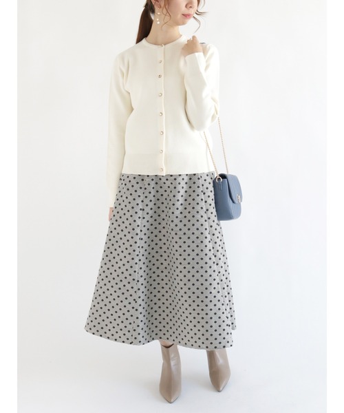 Te chichi（テチチ）の「ドットジャカードフレアスカート（スカート・レディース・チャコール/オフホワイト・SMALL/MEDIUM）」の6枚目の写真