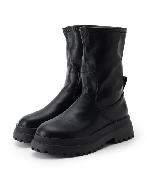 cs T&P(シーエスティーアンドピー)の「厚底プレーンブーツ【csT&P/厚底/ショートブーツ】(ブーツ・レディース・ブラック・S/M/L/LL)」の4枚目の写真
