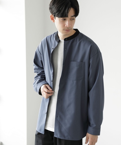 LAKOLE（ラコレ）の「スムースTRバンドカラーシャツ / 178987（シャツ/ブラウス・メンズ・ライトブルー/ライトグリーン/テラコッタ/ベージュ・MEDIUM/LARGE）」の4枚目の写真